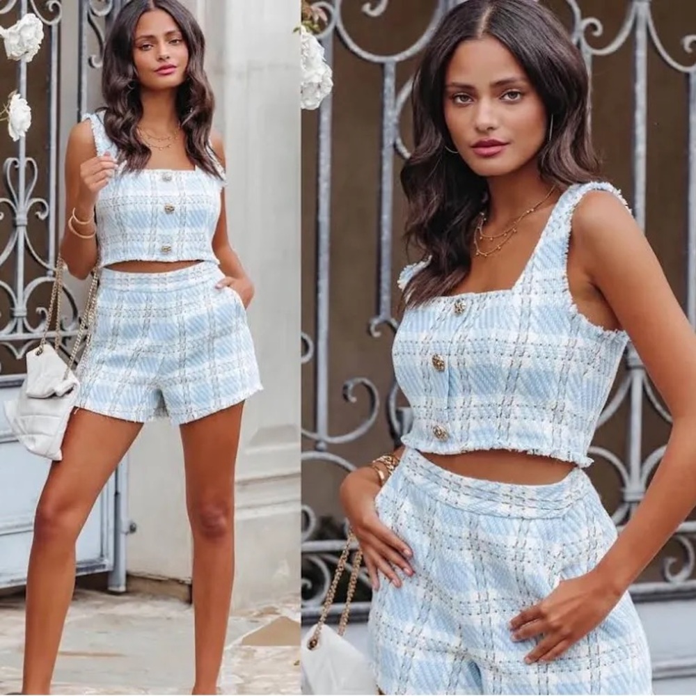 Endless Rose Tweed Blue and White Set